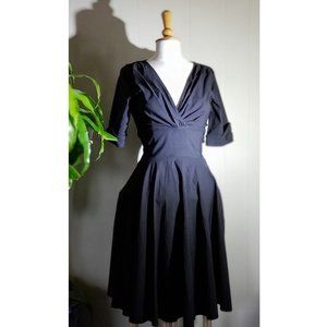 Vintage Retro 50s Black Fit Flare Dress #22